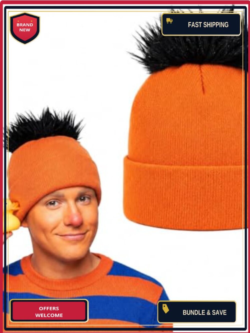Halloween Monster Costume Beanie Hat Faux Fur Knit Adult Men Women One Size
